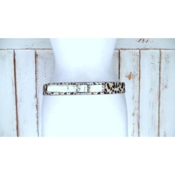 90s vintage tan brown leopard print faux fur belt - Picture 1 of 5